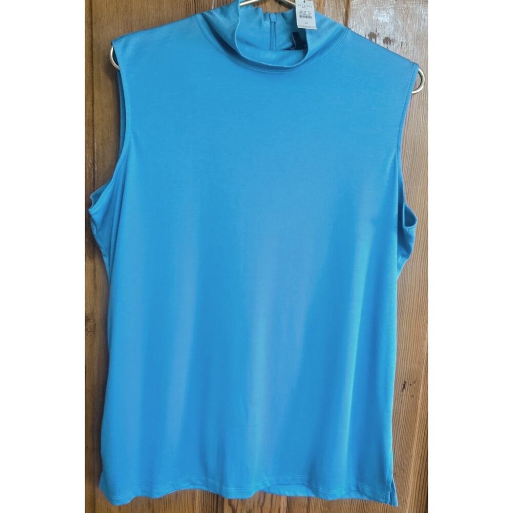 Talbots Women Sleeveless Casual Top Cowl Neck Shirt Soft Turquoise Plus 1X New - Picture 4 of 6